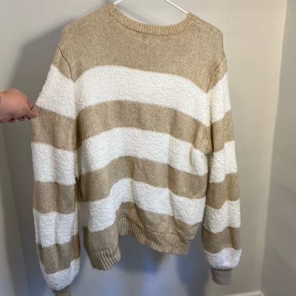Lauren Lane X SONOMA long sleeved tan and white sweater, Size XL. - Picture 1 of 3